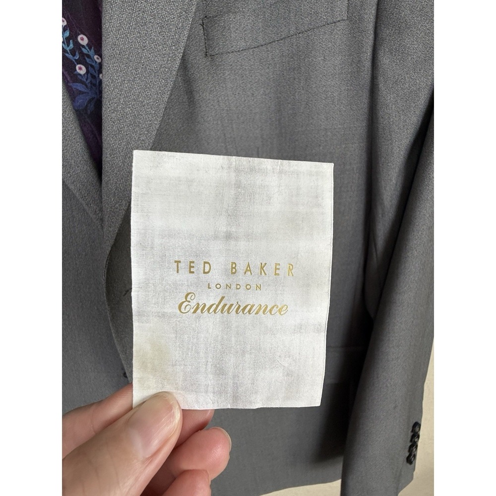 Ted Baker Endurance 42L Gray 100% Wool Surgeon Cuff Sport Coat Blazer Modern Fit - Picture 7 of 16